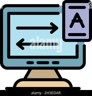 Computer language translator icon. Outline computer language translator vector icon color flat isolated Stock Vector