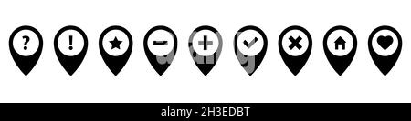 Pin icon set. Different pins Stock Vector