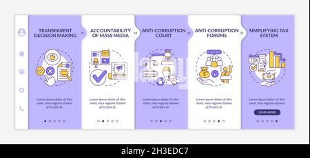 Anti corruption measures onboarding vector template Stock Vector