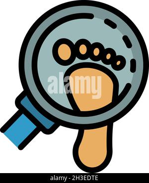 Foot print investigation icon. Outline foot print investigation vector icon color flat isolated Stock Vector