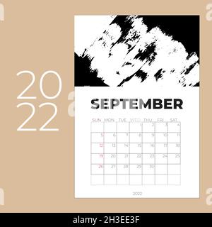 September 2022 Calendar Creative Design Template. Vector illustration Stock Vector