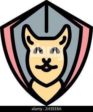 Dog shield protect icon. Outline dog shield protect vector icon color flat isolated Stock Vector