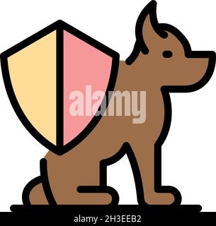 Shield dog protect icon. Outline shield dog protect vector icon color flat isolated Stock Vector