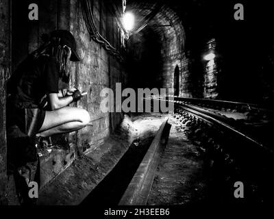 Barcelona metro tunnels Stock Photo