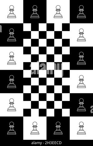 Chess pieces of pawns on a chessboard Stock Vector