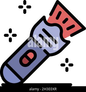 Guard flashlight icon. Outline guard flashlight vector icon color flat isolated Stock Vector