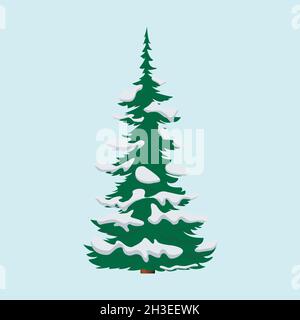 a green Christmas tree in the snow Stock Vector