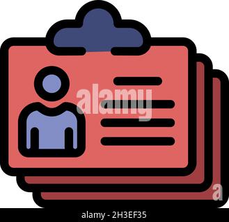 Personal guard id card icon. Outline personal guard id card vector icon color flat isolated Stock Vector