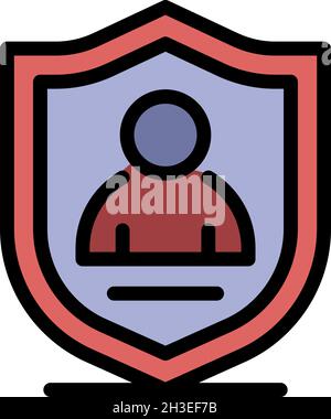 Personal secured shield icon. Outline personal secured shield vector icon color flat isolated Stock Vector