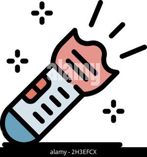Policeman flashlight icon. Outline policeman flashlight vector icon color flat isolated Stock Vector