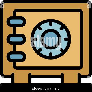 Policeman gun safe icon. Outline policeman gun safe vector icon color flat isolated Stock Vector