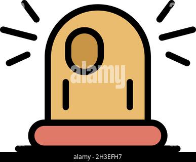 Police flasher icon. Outline police flasher vector icon color flat isolated Stock Vector