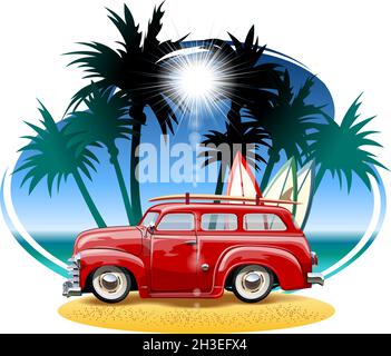 Vector cartoon camper. Available eps-10 vector format separated by groups with transparency effects for one-click repaint Stock Vector