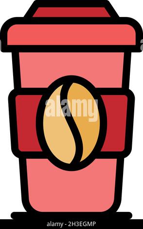 Original coffee cup icon. Outline original coffee cup vector icon color flat isolated Stock Vector