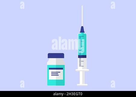 Vaccination icons. Syringe with bottle Stock Vector