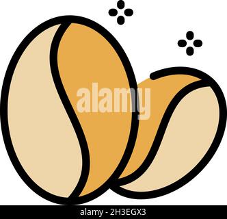 Natural coffee beans icon. Outline natural coffee beans vector icon color flat isolated Stock Vector