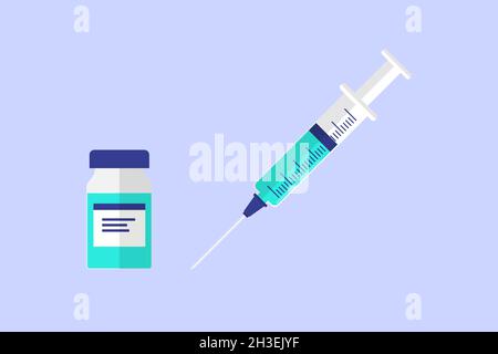 Vaccination icons. Syringe with bottle Stock Vector