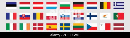 27 countries european union flag set Stock Vector