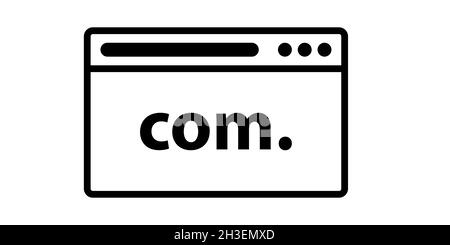 Browser icon with com sign. Web icons Stock Vector