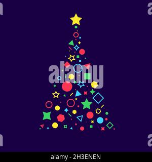 Christmas tree icon geometric figures Stock Vector