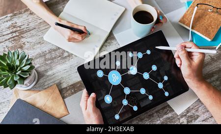Business and manufacturing process automation. Workflow optimization. Stock Photo