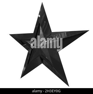 5 point star - Christmas Star - black single isolated on white background - 3d rendering Stock Photo