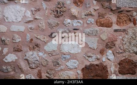 Closeup of stone wall in Ayllon, Spain Stock Photo