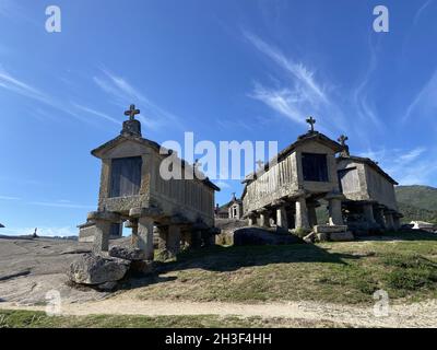 View of the Granaries of Soajo. Portugal. Stock Photo