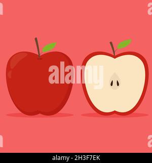 Illustration vector design of fresh apple fruit Stock Vector