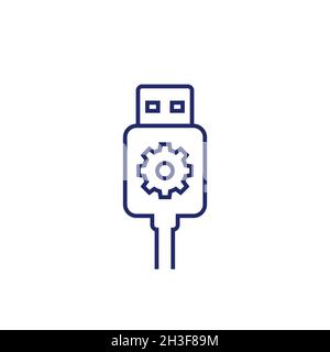 usb service cable line icon Stock Vector