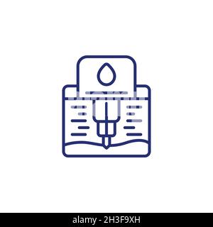 water borehole, well drilling line icon Stock Vector