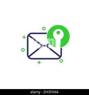 encrypted message, protected mail icon on white Stock Vector