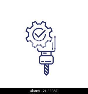 CNC machine, tool line icon Stock Vector