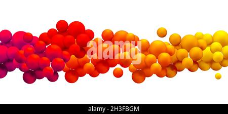 Rainbow flying spheres. Abstract composition with colorful balls. Realistic vector background Stock Vector