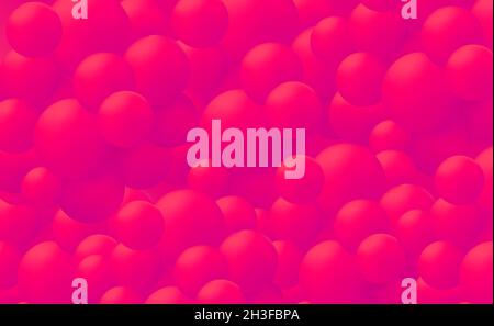 Magenta flying spheres. Abstract composition with colorful balls. Realistic vector background Stock Vector