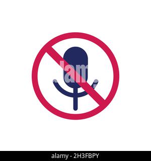 no recording vector sign with a microphone Stock Vector