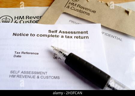 HM Revenue and Customs Self Assessment tax return notice, United Kingdom. Stock Photo