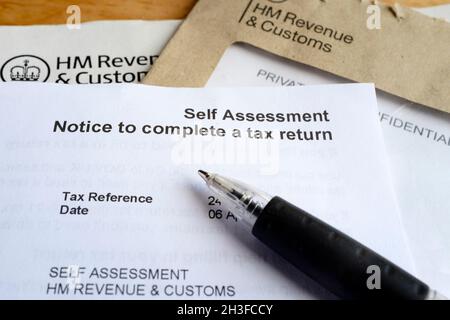 HM Revenue and Customs Self Assessment tax return notice, United Kingdom. Stock Photo