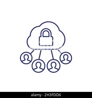 Personal data in cloud, privacy line icon Stock Vector