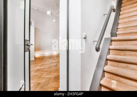 Beautiful staircase with a view to another room Stock Photo