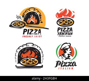 Set of vintage pizza badges, emblems and logo 3254273 Vector Art