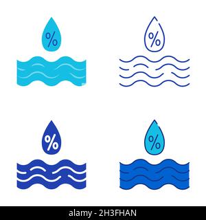 Relative humidity icon set in flat and line style. Vector illustration. Stock Vector