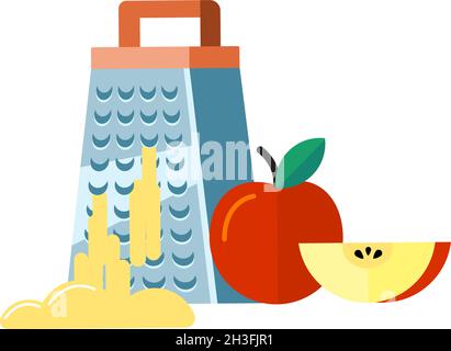 Cheese grater with apple Royalty Free Vector Image