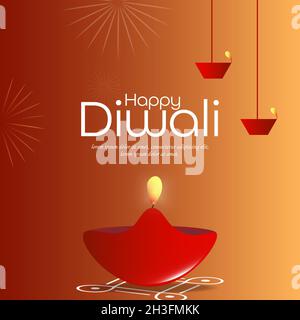 Vector illustration of the traditional celebration of happy diwali. Deepavali light and fire festivals. Stock Vector