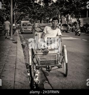 27th of May 2016, Vietnam, Nha-Trang, rickshaw rest on the street Stock Photo