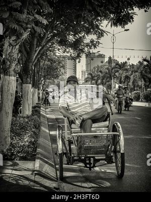 27th of May 2016, Vietnam, Nha-Trang, rickshaw rest on the street Stock Photo