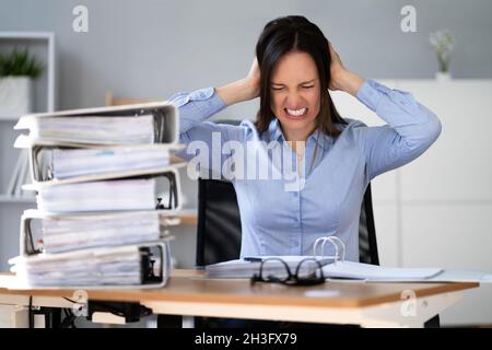 Frustrated Accountant Employee Worrying About Tax. Finance Stress Stock Photo