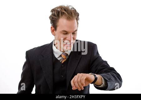 Businessman checking time Stock Photo