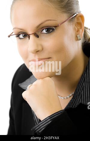 Businesswoman thinking Stock Photo