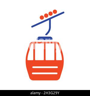 Ski lift gondola flat vector glyph icon. Graph symbol for travel and tourism web site and apps design, logo, app, UI Stock Vector